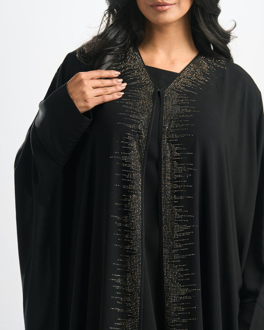 طقم عباية سهرة مرصعة بالفصوص الفاخرة