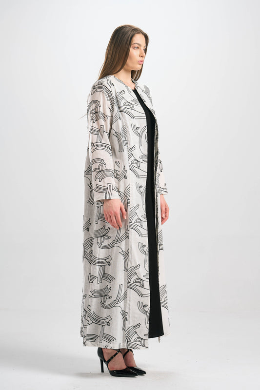 Embroidery Linen Summer Abaya - AS013