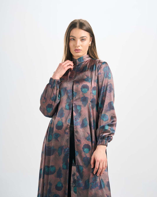 DR088 فستان حرير مطبوع