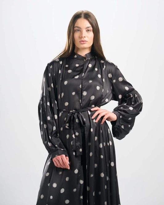 DR089 فستان حرير مطبوع