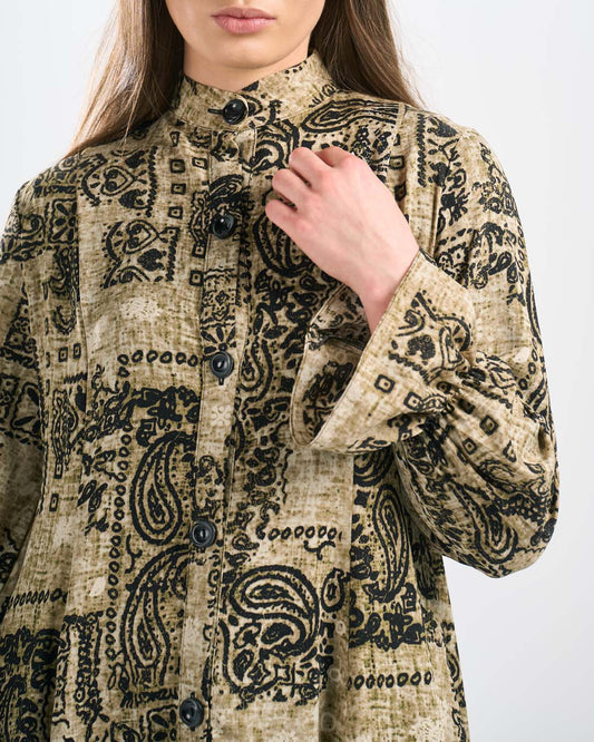 DR091 فستان حرير مطبوع