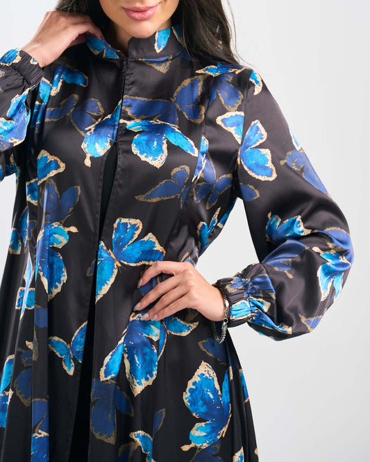 DR095 فستان حرير مطبوع