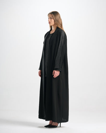 طقم عباية سهرة (عباية فصوص + توب + بنطلون) - TS018
