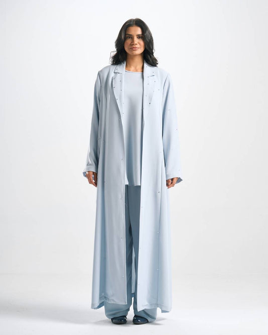 طقم عباية سهرة (عباية فصوص + توب + بنطلون)