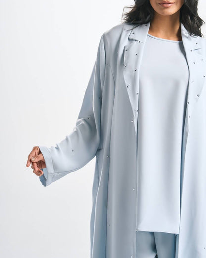 طقم عباية سهرة (عباية فصوص + توب + بنطلون) - TS017