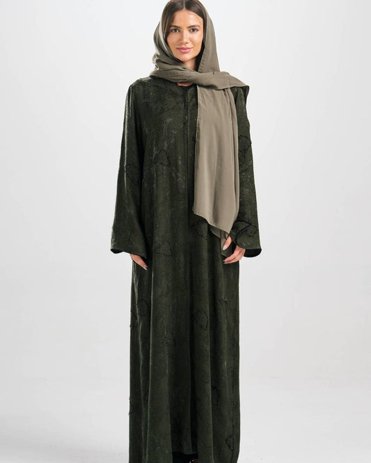 H0296 Jacquard Qattan Abaya