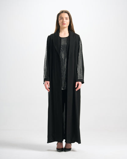 طقم عباية سهرة (عباية فصوص + توب + بنطلون) - TS018