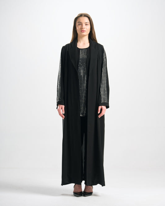 طقم عباية سهرة (عباية فصوص + توب + بنطلون)