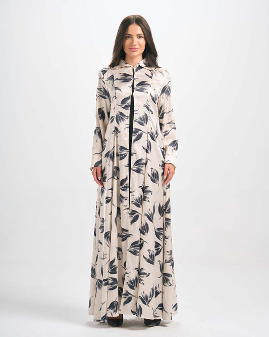 DR101  فستان حرير مطبوع