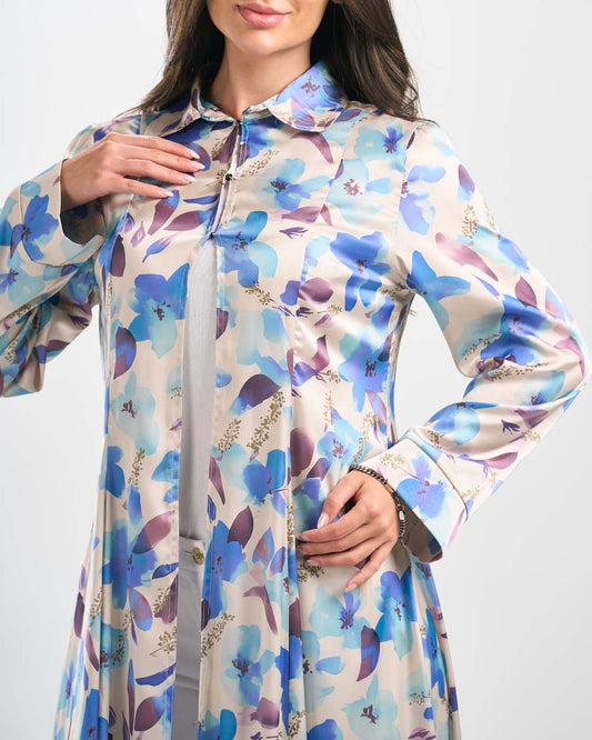 DR102  فستان حرير مطبوع