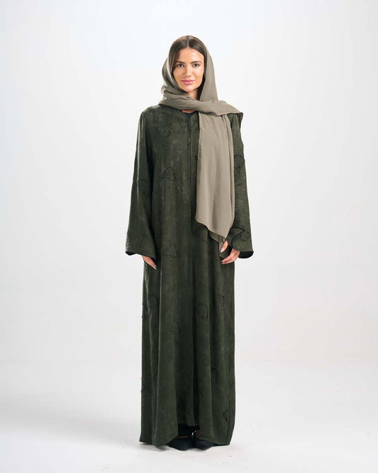 H0296 عباية جاكارد قطان