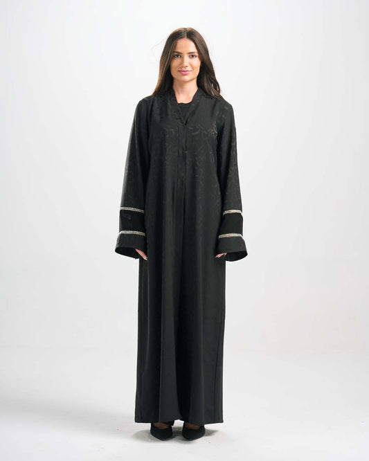 H0316 عباية جاكارد قطان