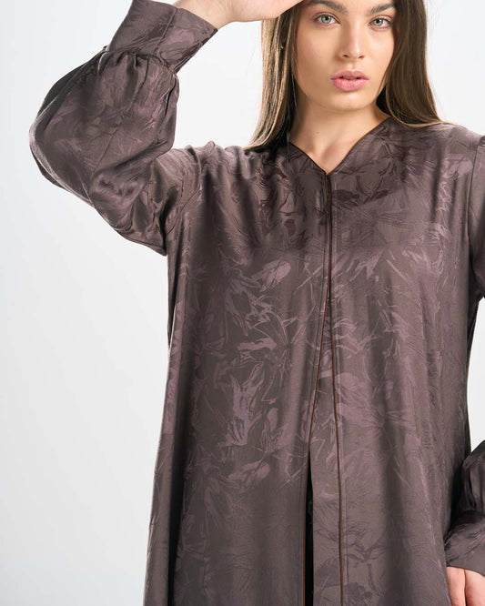 H0333 عباية جاكارد قطان